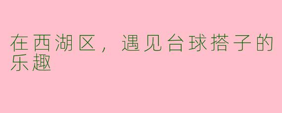 在西湖区，遇见台球搭子的乐趣