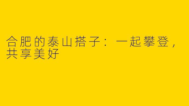 合肥的泰山搭子：一起攀登，共享美好
