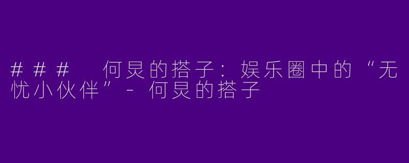 ### 何炅的搭子：娱乐圈中的“无忧小伙伴”-何炅的搭子