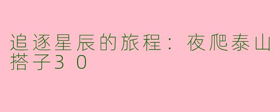 追逐星辰的旅程：夜爬泰山搭子30