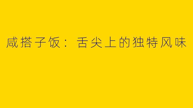 咸搭子饭:舌尖上的独特风味