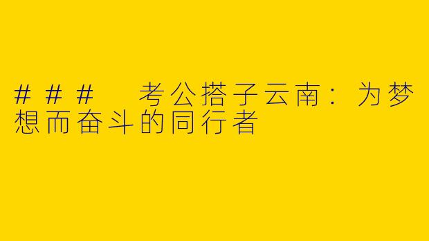 ### 考公搭子云南：为梦想而奋斗的同行者