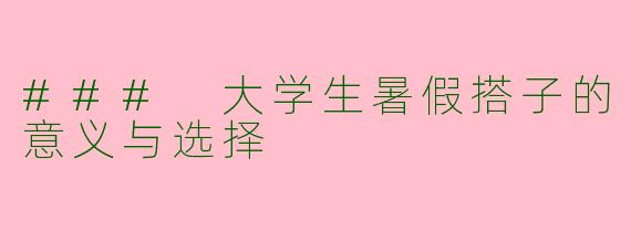 ### 大学生暑假搭子的意义与选择