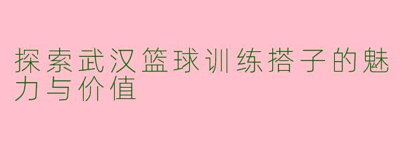 探索武汉篮球训练搭子的魅力与价值
