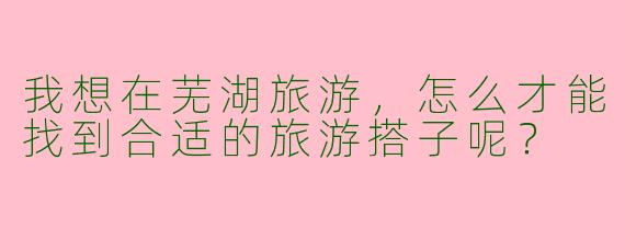 我想在芜湖旅游，怎么才能找到合适的旅游搭子呢？