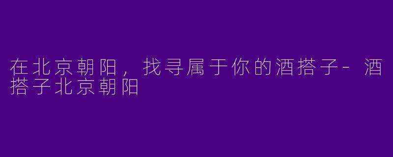 在北京朝阳，找寻属于你的酒搭子