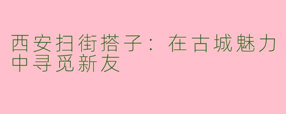 西安扫街搭子：在古城魅力中寻觅新友