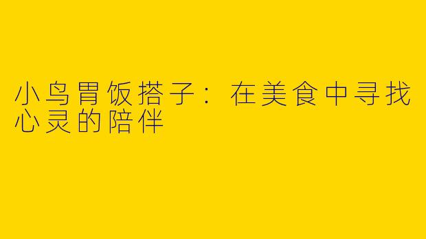 小鸟胃饭搭子：在美食中寻找心灵的陪伴