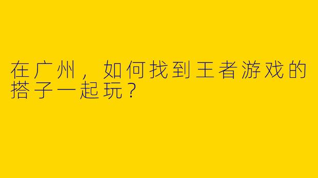 在广州，如何找到王者游戏的搭子一起玩？
