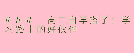 ### 高二自学搭子:学习路上的好伙伴