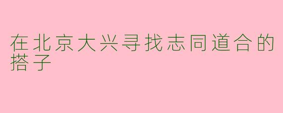 在北京大兴寻找志同道合的搭子