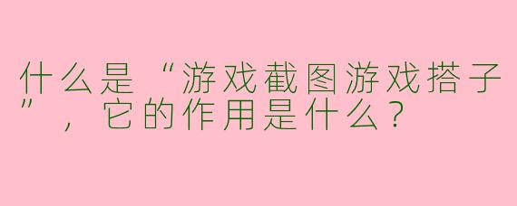 什么是“游戏截图游戏搭子”,它的作用是什么?