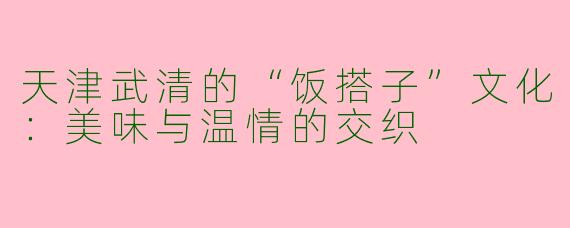 天津武清的“饭搭子”文化：美味与温情的交织
