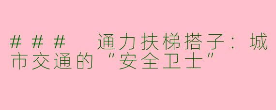 ### 通力扶梯搭子：城市交通的“安全卫士”