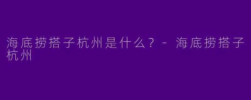 海底捞搭子杭州是什么？