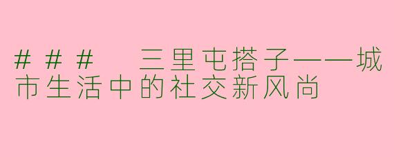 ### 三里屯搭子——城市生活中的社交新风尚