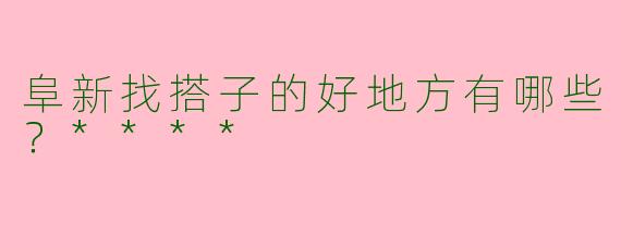 阜新找搭子的好地方有哪些？****