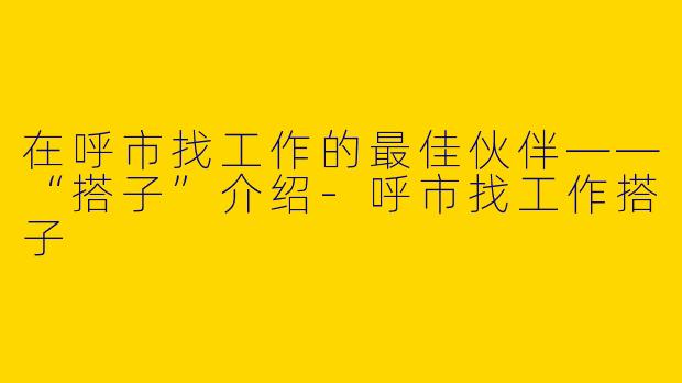 在呼市找工作的最佳伙伴——“搭子”介绍-呼市找工作搭子