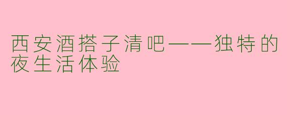 西安酒搭子清吧——独特的夜生活体验
