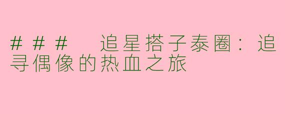 ### 追星搭子泰圈：追寻偶像的热血之旅