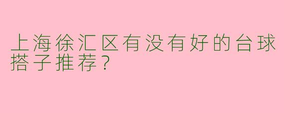 上海徐汇区有没有好的台球搭子推荐？