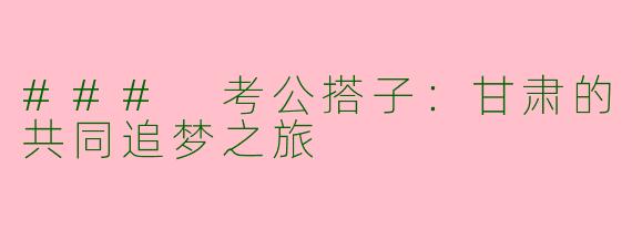 ### 考公搭子：甘肃的共同追梦之旅