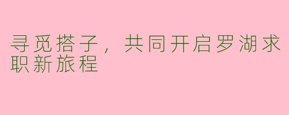 寻觅搭子，共同开启罗湖求职新旅程