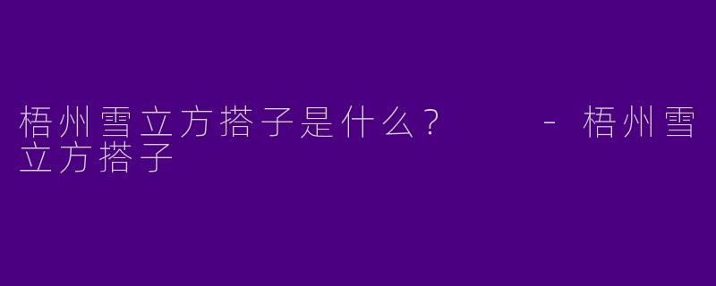 梧州雪立方搭子是什么?