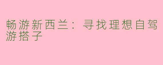 畅游新西兰：寻找理想自驾游搭子