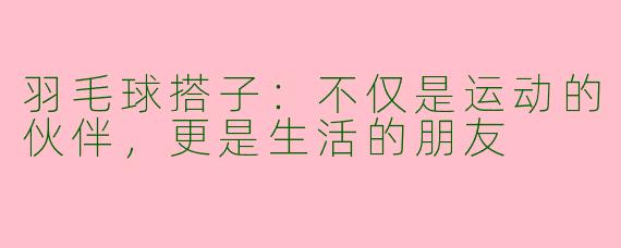 羽毛球搭子：不仅是运动的伙伴，更是生活的朋友