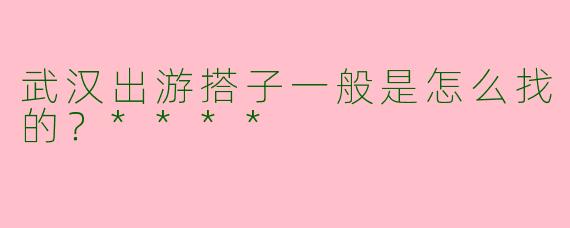 武汉出游搭子一般是怎么找的？****