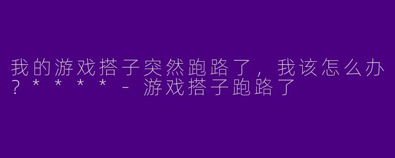 我的游戏搭子突然跑路了,我该怎么办?****