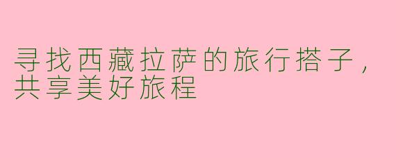 寻找西藏拉萨的旅行搭子，共享美好旅程