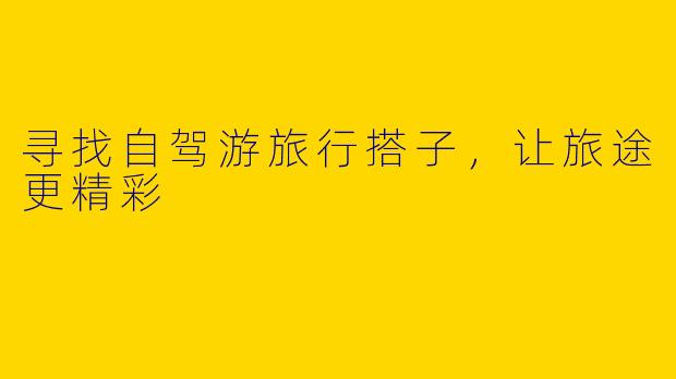 寻找自驾游旅行搭子，让旅途更精彩