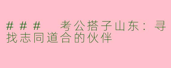 ### 考公搭子山东：寻找志同道合的伙伴