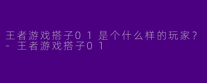 王者游戏搭子01是个什么样的玩家?