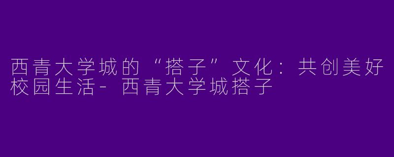 西青大学城的“搭子”文化：共创美好校园生活-西青大学城搭子