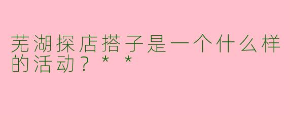 芜湖探店搭子是一个什么样的活动？**