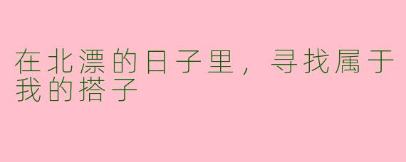 在北漂的日子里，寻找属于我的搭子