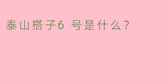 泰山搭子6号是什么？  