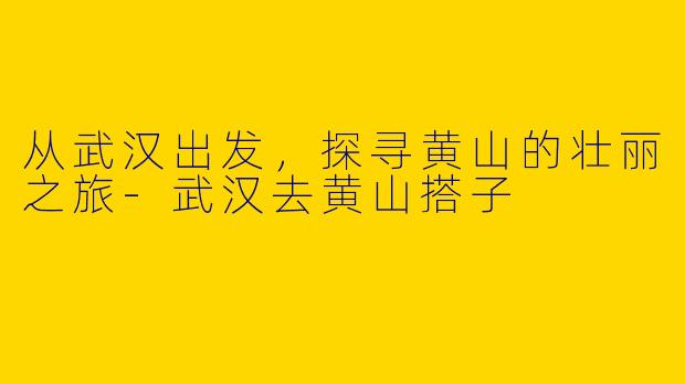 从武汉出发，探寻黄山的壮丽之旅-武汉去黄山搭子