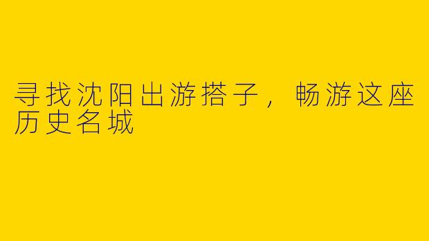寻找沈阳出游搭子,畅游这座历史名城