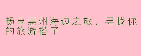 畅享惠州海边之旅，寻找你的旅游搭子