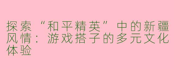 探索“和平精英”中的新疆风情：游戏搭子的多元文化体验