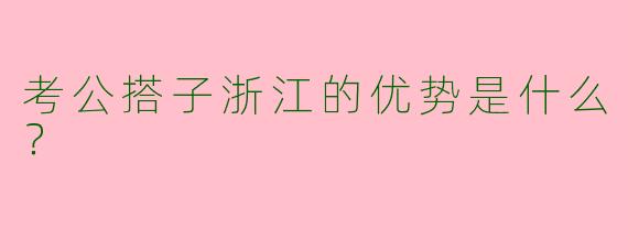 考公搭子浙江的优势是什么？