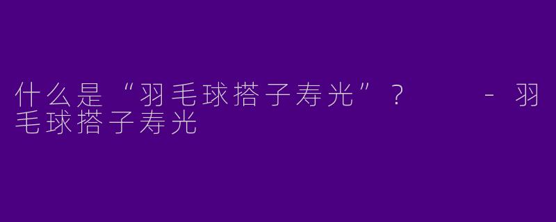 什么是“羽毛球搭子寿光”？  