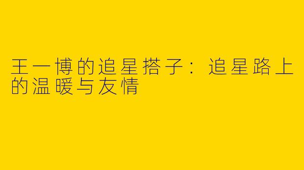 王一博的追星搭子：追星路上的温暖与友情
