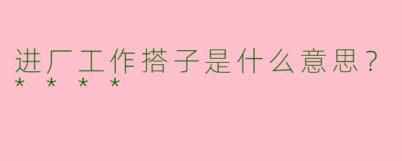 进厂工作搭子是什么意思？****