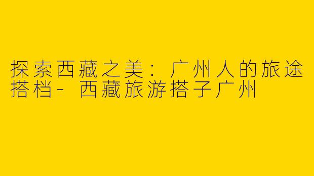 探索西藏之美:广州人的旅途搭档
