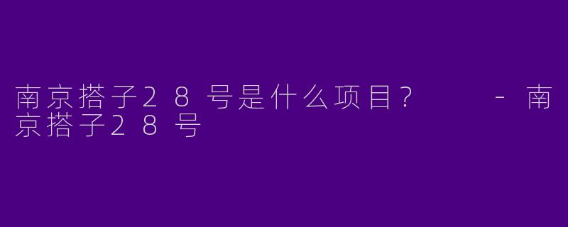 南京搭子28号是什么项目?